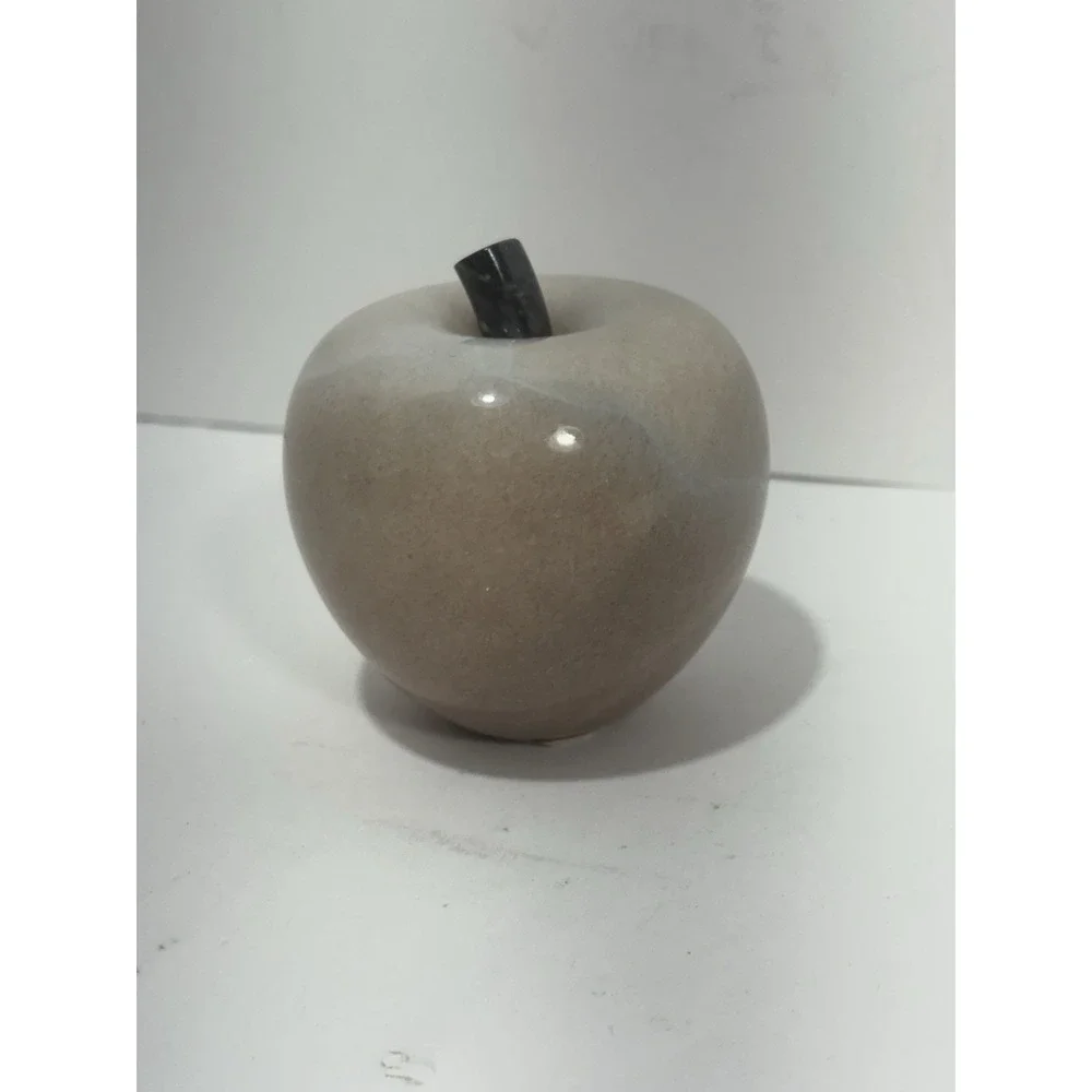 Hallmark Alabaster Marble Light Ivory White Pink APPLE Paperweight Vintage